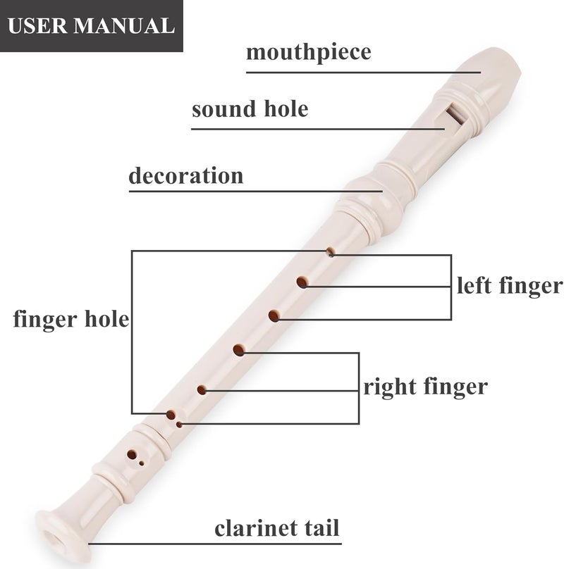 Haecsfl Recorder Instrument for Beginner Adults,8-Hole Soprano Descant Recorder Music Flute with with Cleaning Rod & Leather Case For Home Entertainment(2-Carved Beige) - Image 4